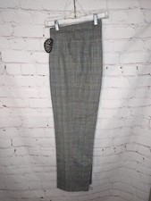 Giorgio Sant'Angelo Women's Pleated Straight Leg Dress Pants Gray Plaid Sz 10