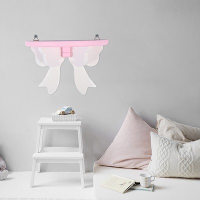  Pink Hanging Shelf Bow Shaped Wall Hook Tie Rack Room Decoration Multipurpose