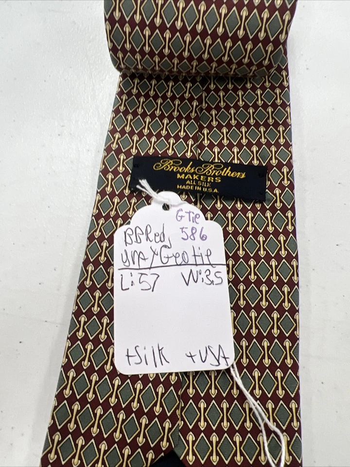 Corbata de cuello de seda geométrica roja y gris borgoña Brooks Brothers EE. UU. para hombre $125 Foto 4 de 4