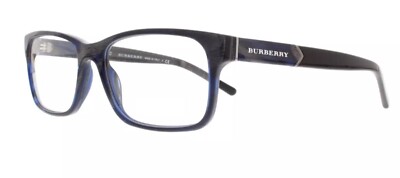 BURBERRY B2150 3419 55mm Blue Horn Rectangular Eyeglasses Frames Only Italy 