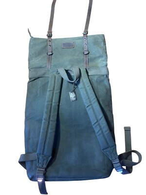 Troop London Laptop Rucksack in Leder & gewaschenem Canvas Farbe Grün