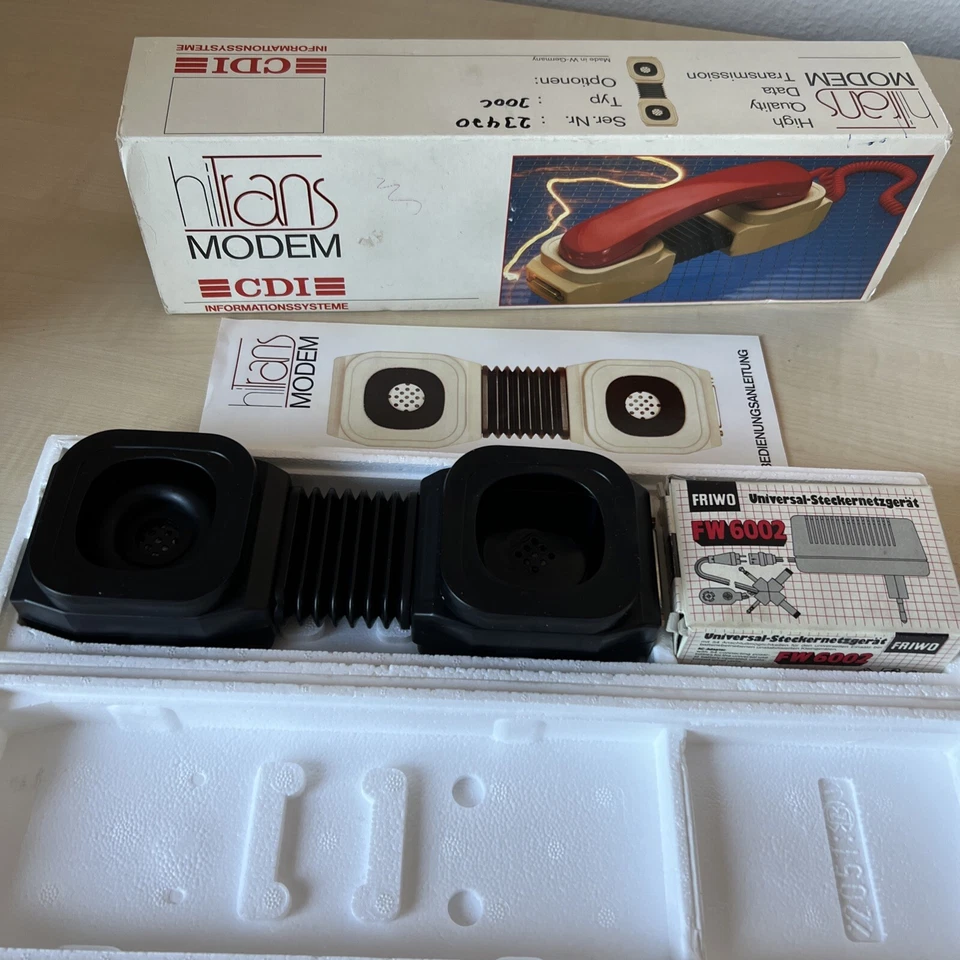 Akustikkoppler-Modem hitrans CDI von 1985 für Liebhaber und Requisite in OVP - Bild 2 von 4