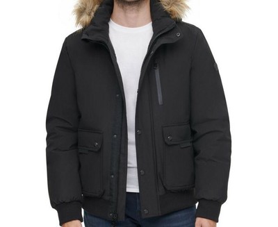 calvin klein bomber jacket with faux fur hood