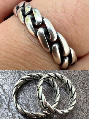 Mens Real Solid 925 Sterling Silver Ring Miami Cuban Link Heavy Pinky 11MM Thick
