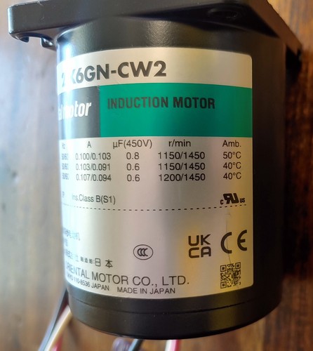 ORIENTAL MOTOR INDUCTION MOTOR 21K6GN-CW2 200-230 Volt. NEW NO BOX !!! - Picture 4 of 8