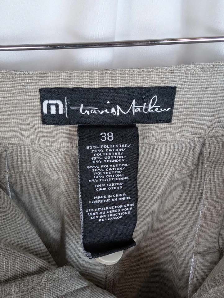 Travis Matthew Shorts Men's 38 x 10 Performance Golf Beige Stretch - Image 3 of 4