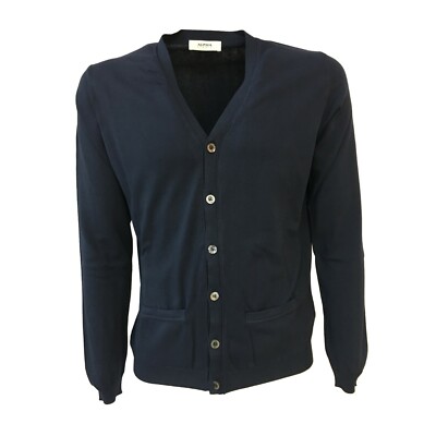 ALPHA STUDIO Herren Strickjacke blau mit Knöpfen Slim Fit Mod AU-7002E 100% Baumwolle