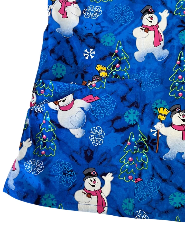 Frosty The Snowman 3XL Cherokee Scrubs Tooniforms V Neck Top TF671 FRNR - Image 3 of 4