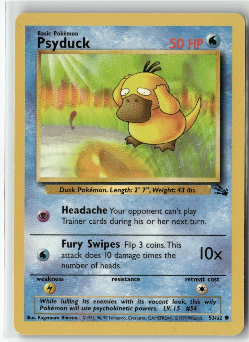 Psyduck 53/62 - Fossil - Common Pokemon Card - Near Mint (NM)
