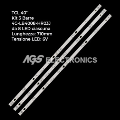 Kit 3 Barres LED Pour TCL TV - Référence 4C-LB4008-HR03J, 40 Pouces, Neuf, Compatible