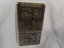M151 A2 Weight And Dimensional Data Plate Mutt Military Utility Tactical Truck M151 A2 Weight And Dimensional Data Plate Mutt Military Utility Tactical Truck