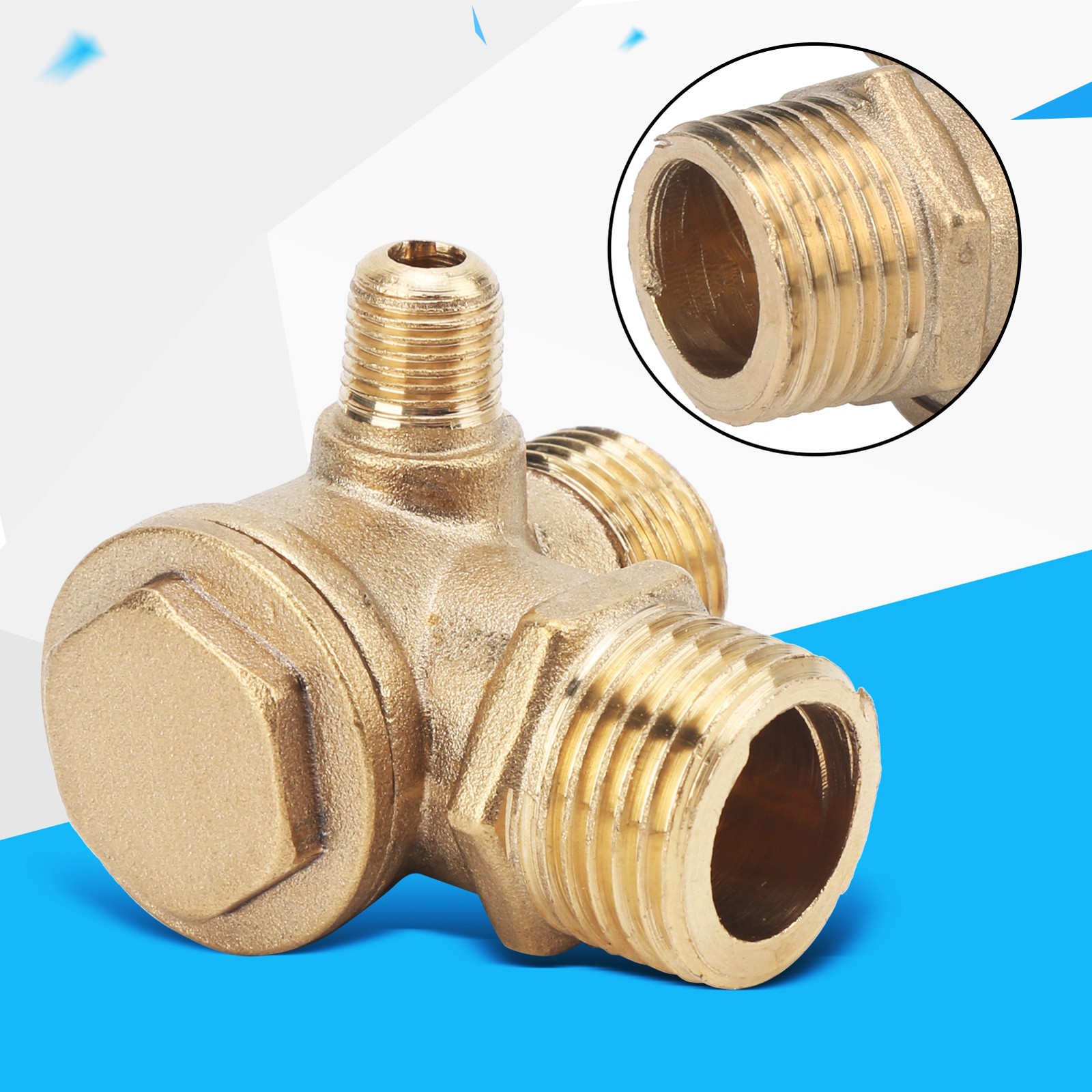 1‑Way Valve Brass Material Threaded Pneumatic Air Compressor Accessories