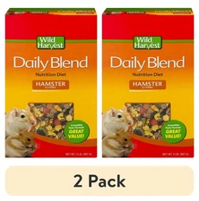 (2 pack) Wild Harvest Daily Blend Nutrition Diet for Hamsters and Gerbils, 32 oz