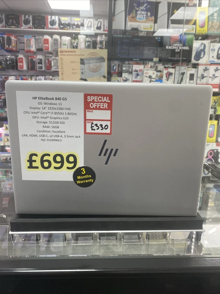 HP EliteBook 840 G5 Core i7-8550U 16GB Ram 512GB SSD Windows 11 Laptop - Image 2 of 4