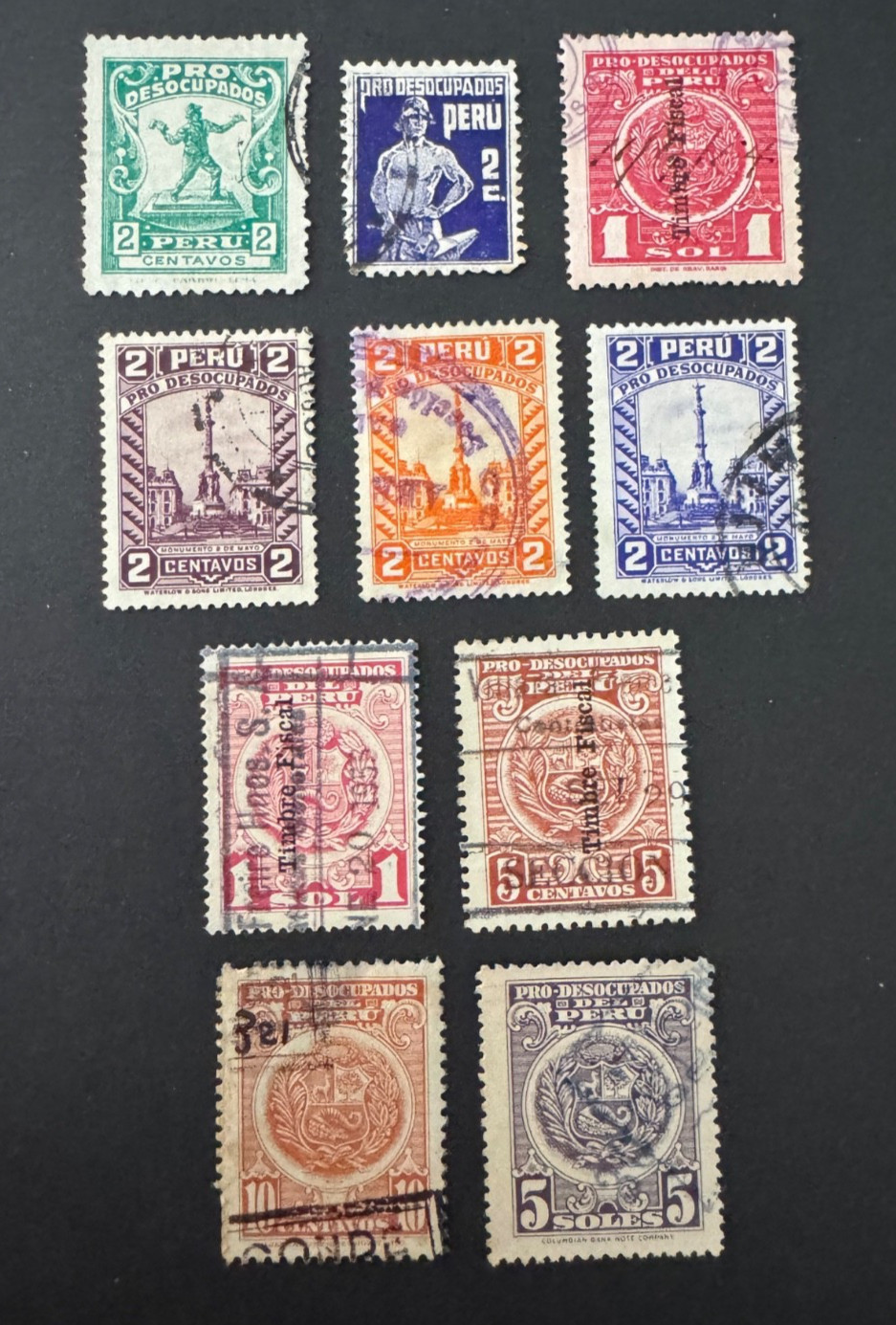 PERU Revenue Stamps - Unemployment Fund (Pro-Desocupados)   10 different