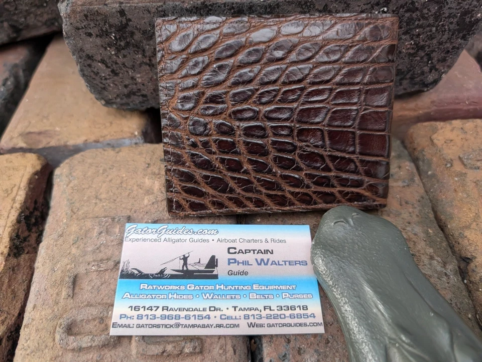 Cartera Wild Alligator Bi Plegable Cocodrilo Caimán Pantano Cuero Piel Crédito Hipster JU53 Foto 3 de 4