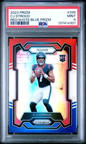 137414301 C.J. Stroud 2023 Panini Prizm #339 Red White and Blue Rookie RC PSA 9