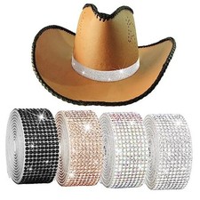 4 Pcs Rhinestone Cowboy Hat Bands for Women Cap Belt Bling Classic Colors
