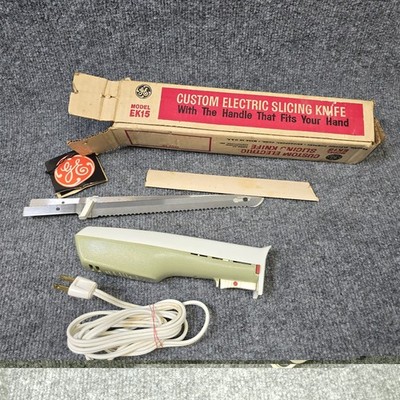 Vintage GE EK15 Electric Slicing Knife Avocado Green w Box Tested USA