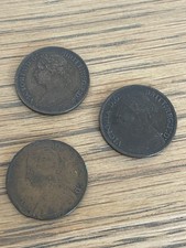Three Victorian Farthings 1860,65,85 Circulated Condition