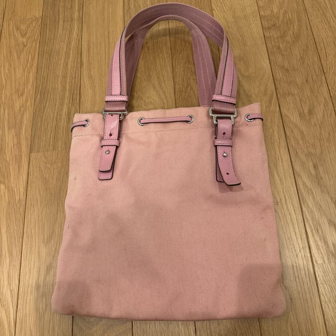 YSL Pink Tote Bag Canvas Embroidered Logo 28cm×27cm Vintage