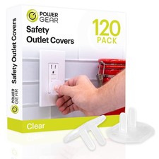 Power Gear Outlet Covers Baby Proofing Child Proof Plug 120 Pack, Clear