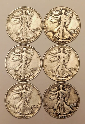 1916-1947 Silver VF Half Dollar Single Coin 90% Walking Liberty Very Fine