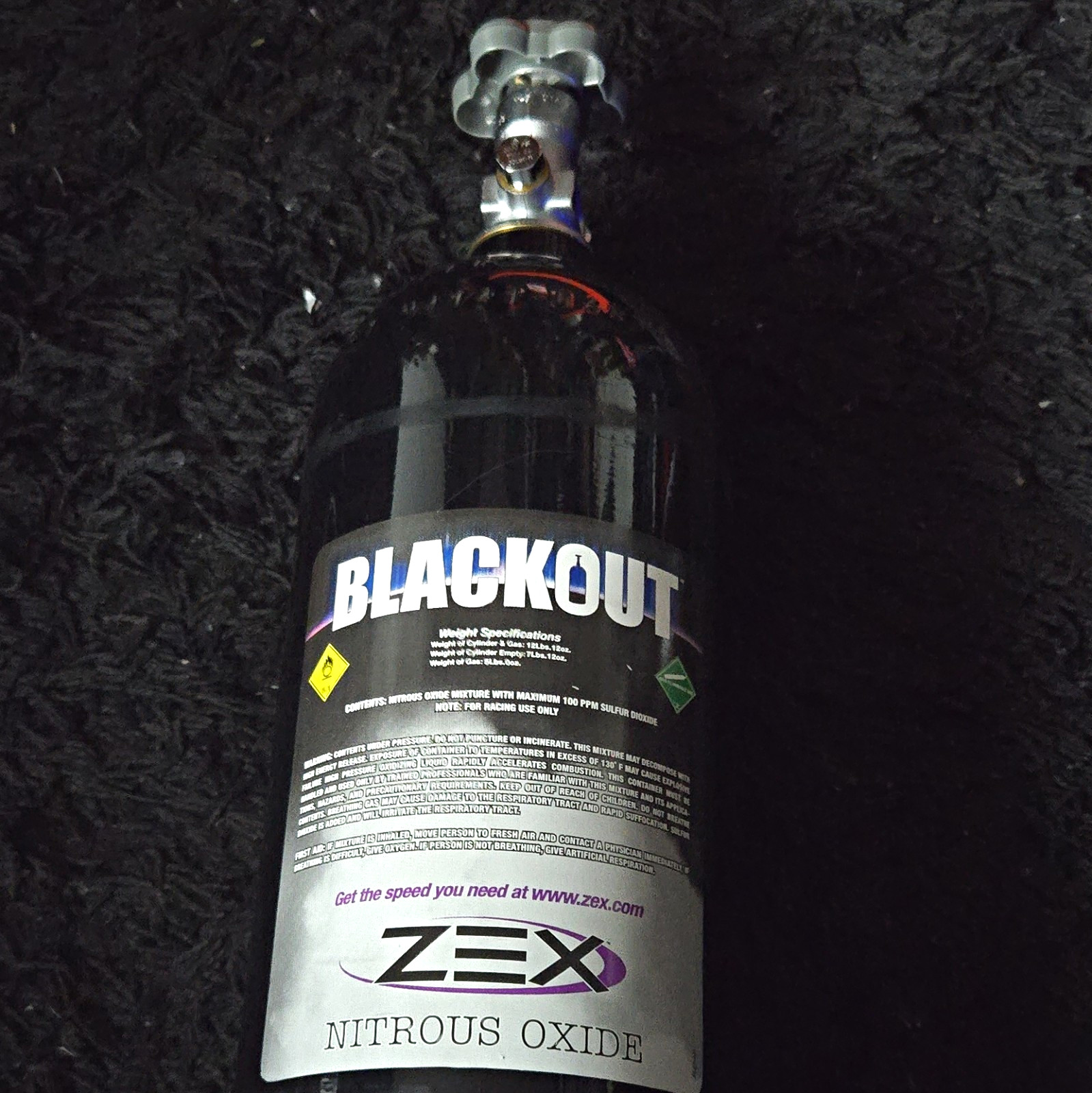 ZEX 아산화질소 탱크 5파운드(블랙아웃) 미사용