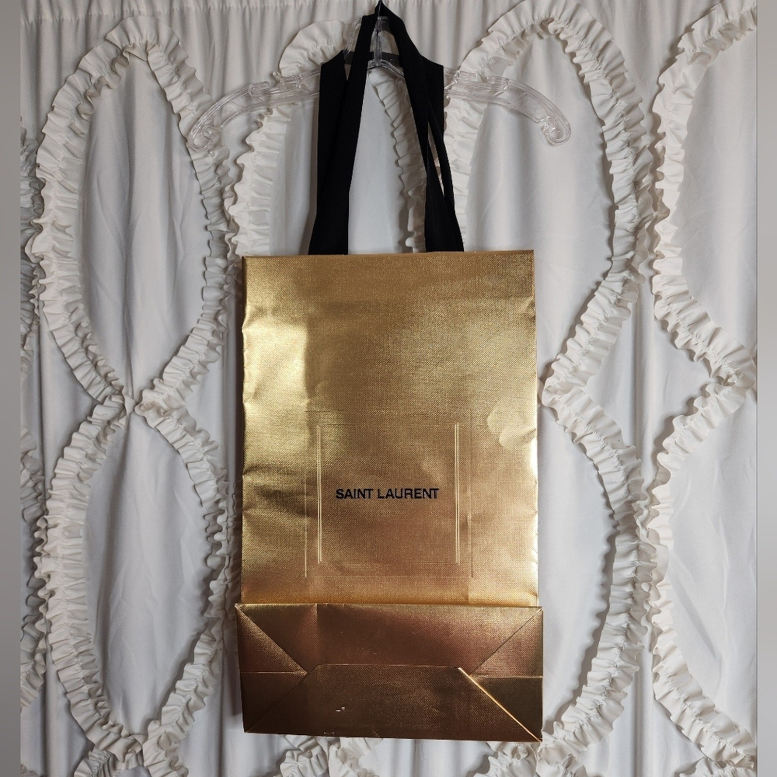 SAINT LAURENT Borsa della spesa in carta dorata 20 5x12 5x6