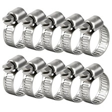 Hose Clamp, Stainless Steel Clamps for 3/8 3/8" 5/8", Metallic 10 Pcs