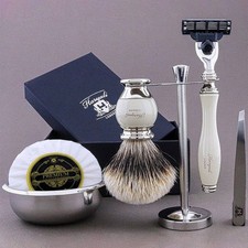 5pcs Wet Shaving Set Synthetic Badger Hair Shaving Brush Triple Edge Razor Kit