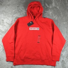 Nike Hoodie Mens XXL Red Just Do It Swoosh Logo Pullover Fleece BV5094 657 New