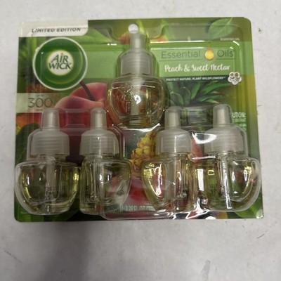 Air Wick Plug in Scented Oil 5 Pack Refills,  Peach & Sweet Nectar Air Freshener