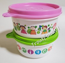 TUPPERWARE Snack Cups Set 2 Bowls 7 oz Serving Dish Kids Design Friends Amigos