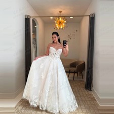 Lace Boho Wedding Dresses Women's A Line Sexy Sweetheart Sleeveless Bridal Gowns