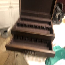 Wooden Silverware Flatware Storage Chest Box w/ Drawer Tarnish Proof for 12 VTG