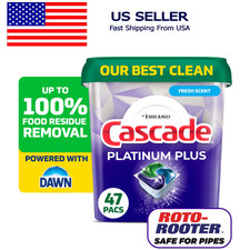Cascade Platinum Plus Dishwasher Pods Dishwasher Detergent Soap Tabs Fresh 47ct