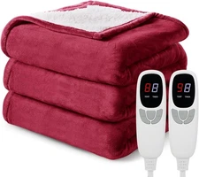 Heated Throw Blanket 50x60 Electric 9 Heat Levels 10 Timer Modes Auto-Off Red