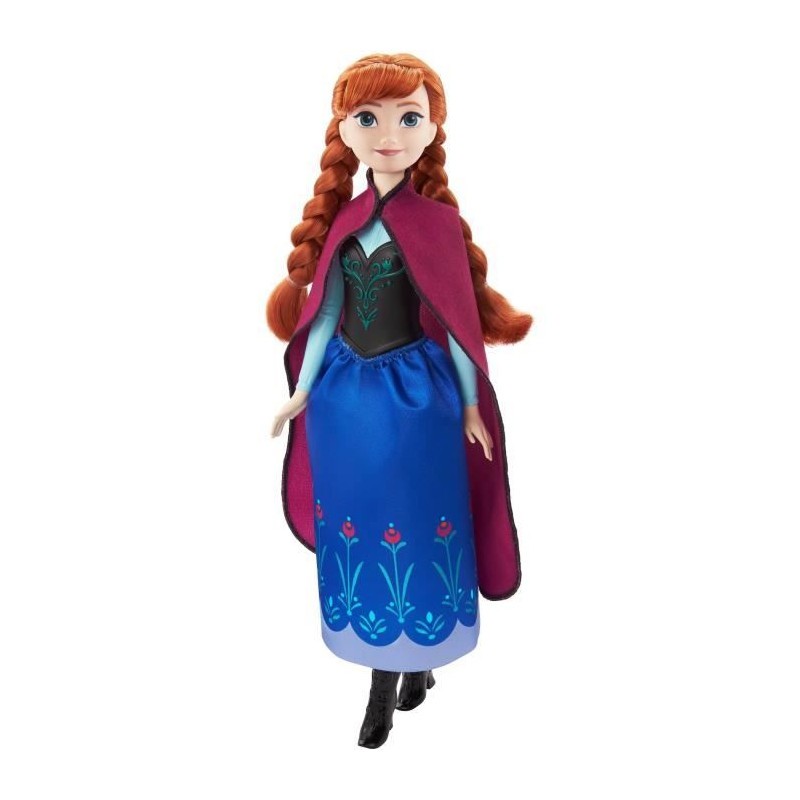 Poupee Anna Disney Mattel avec sa tenue de voyage bleue et violette de 30 cm