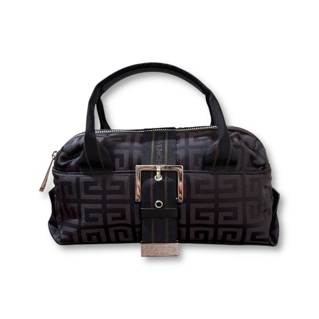 Givenchy Mini Boston Bag Leather Canvas Brown Authentic Vintage Women's thumbnail 2