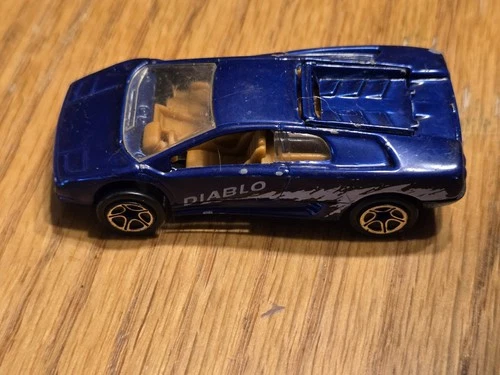 Vintage 1991 Lamborghini Diablo Matchbox Car Blue Working Tires