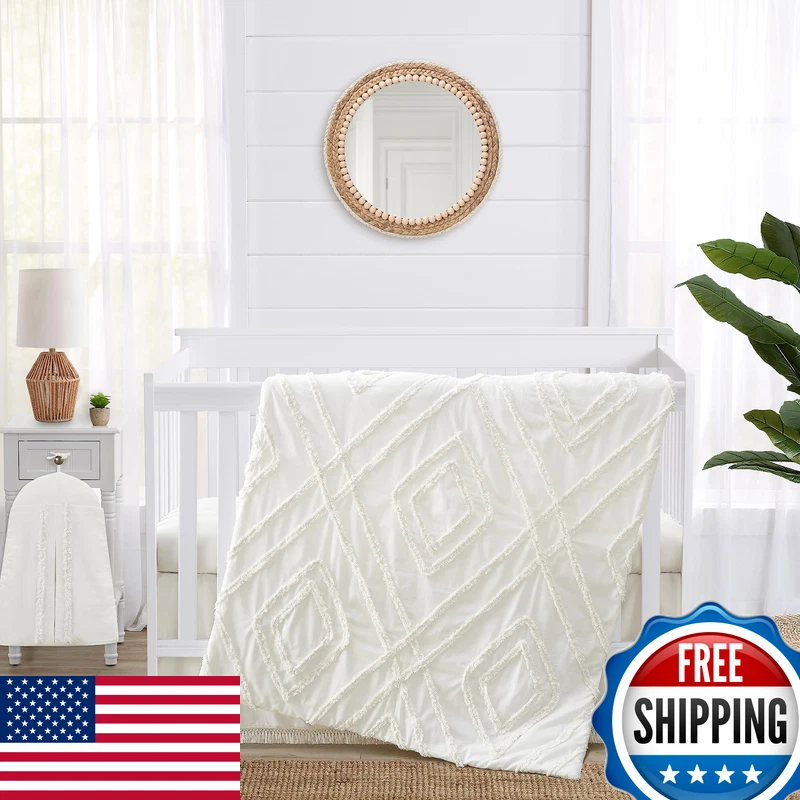 Sweet Jojo Designs 4-Piece Baby Crib Bedding Set 100 Cotton Off White Boho Chic