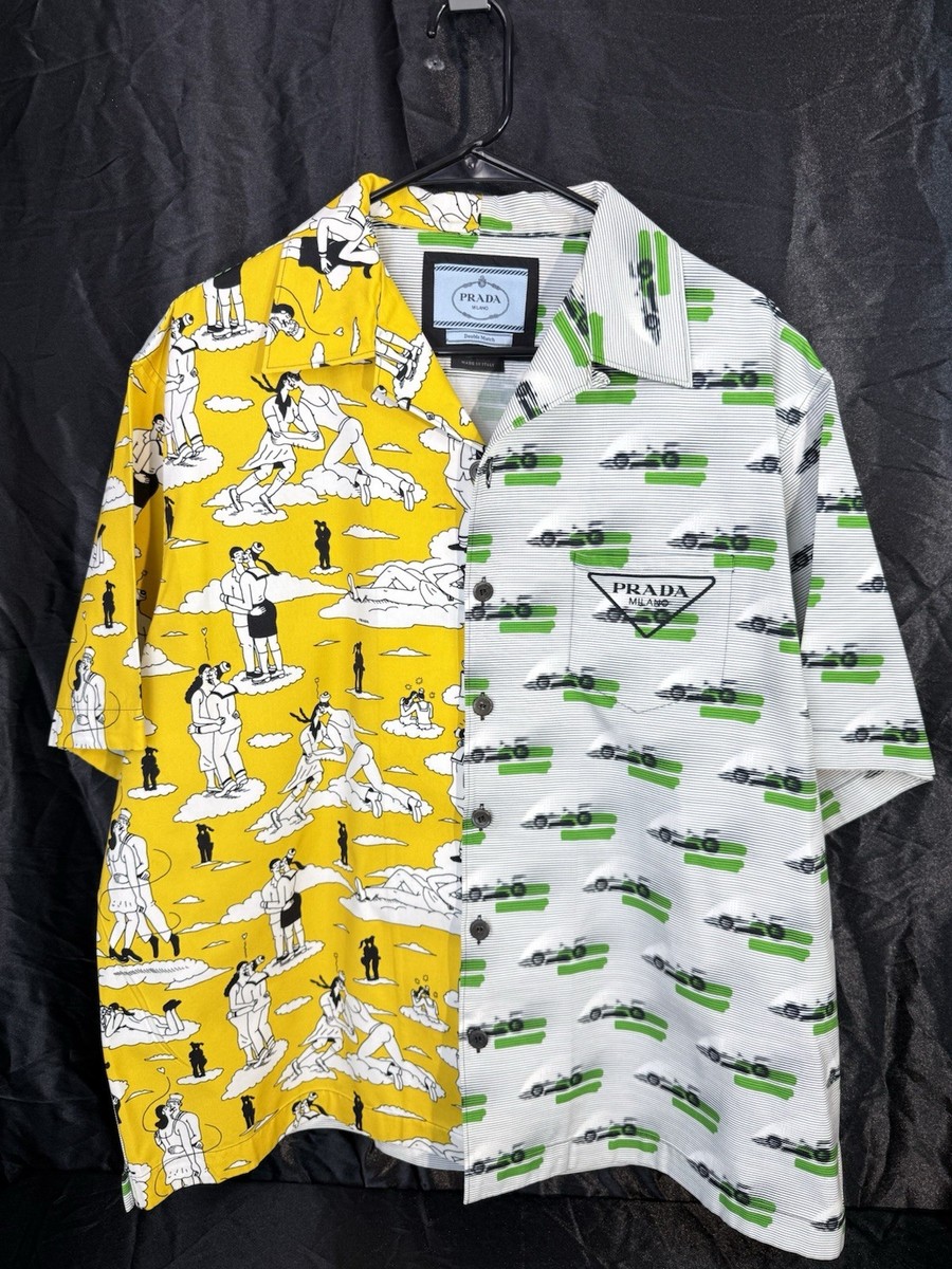 Prada Double Match Poplin Camp Collar Shirt Size 2XL | eBay