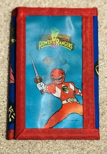 VTG 90s Mighty Morphins Power Rangers Wallet 1994 Cartoon Red Ranger Tri Fold