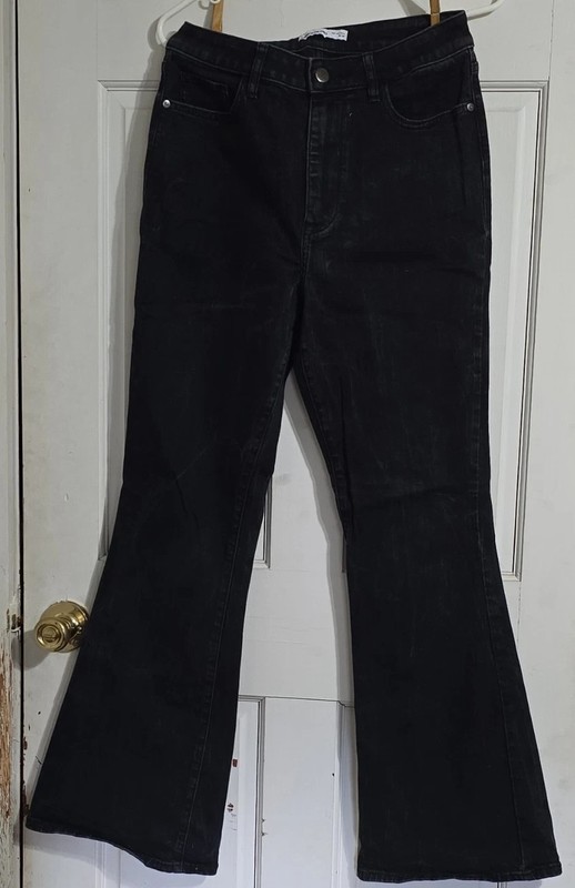 Elizabeth and James High Rise Flared Black Cotton Denim Jeans 5-Pocket