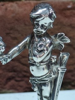 ANTIQUE SILVER CHERUB WAX SEAL STAMP LONDON IMPORT HALLMARK HANAU GERMAN FIGURAL