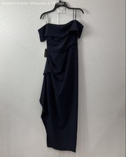 Vince Camuto Long Navy Blue Off The Shoulder Formal Dress Size 10 NWT