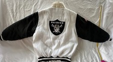 Vintage 90s Y2K Reebok Oakland Raiders Bomber Jacket Size M NFL Football White
