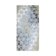 2'8"x5'10" Gray and Blue Wool and Silk Hand Knotted THE HONEYCOMB Rug R64562