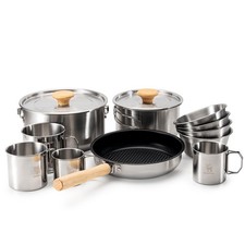 Camping Cookware Set 11PCS 304 Stainless Steel Campfire Cooking Pots Pan and
